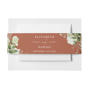Terracotta Greenery Floral Wedding Invitation Belly Band