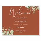 Terracotta Greenery Floral Wedding Welcome Sign