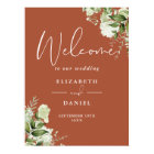 Terracotta Greenery Floral Wedding Welcome Sign