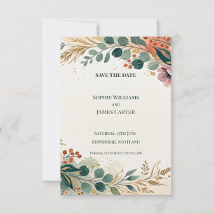 Terracotta Greenery Save The Date Card