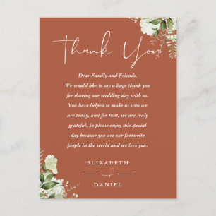 Terracotta Greenery Thank You Wedding Place Card