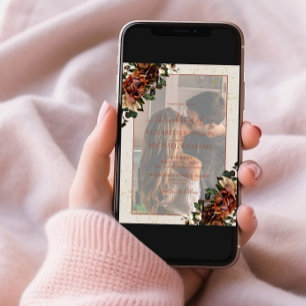 Terracotta Greenery Vellum Overlay Photo Wedding Invitation