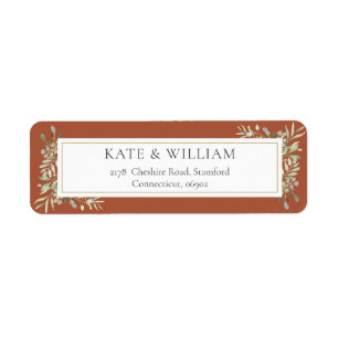 Terracotta Greenery Watercolor Foliage Address