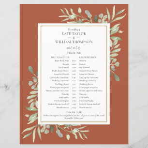 Terracotta Greenery Wedding Schedule Timeline