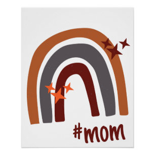 Terracotta Grey Bohemian Rainbow Personalised #mum Poster