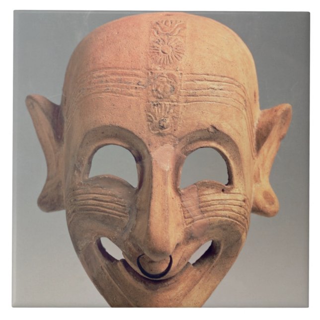 Terracotta grinning mask from San Sperate, 6th-5th Tile (Front)