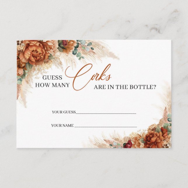 Terracotta guess how many corks are in the bottle enclosure card (Front)