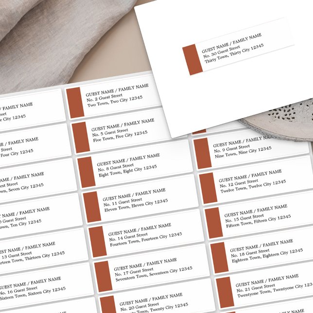 Terracotta Guest Address Labels for 30 Invitations (Creator Uploaded)