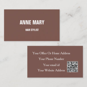 Terracotta Hair Stylist Beige Modern QR Code Business Card