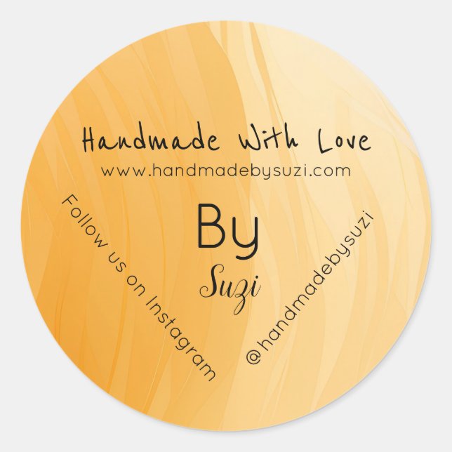 Terracotta Handmade With Love By Name  Classic Round Sticker (Front)