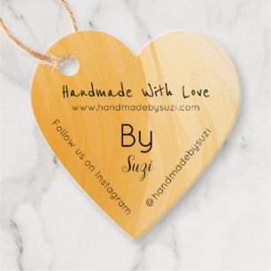 Terracotta Handmade With Love By Name Heart  Favour Tags