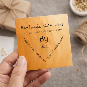 Terracotta Handmade With Love By Name  Square Business Card