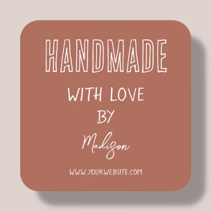 Terracotta Handmade With Love Square Sticker