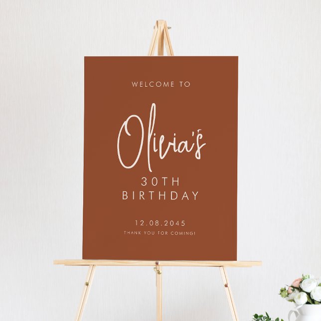 Terracotta Handwritten 30th Birthday Welcome Poster (Creator Uploaded)