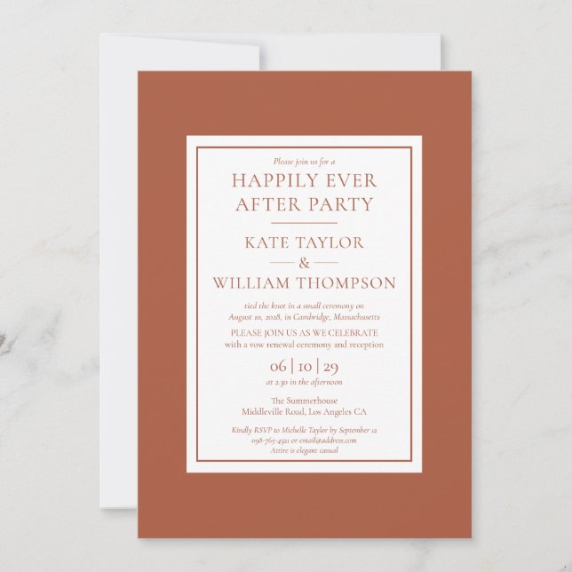 Terracotta Happily Ever After Party Wedding Vows Invitation (Front)