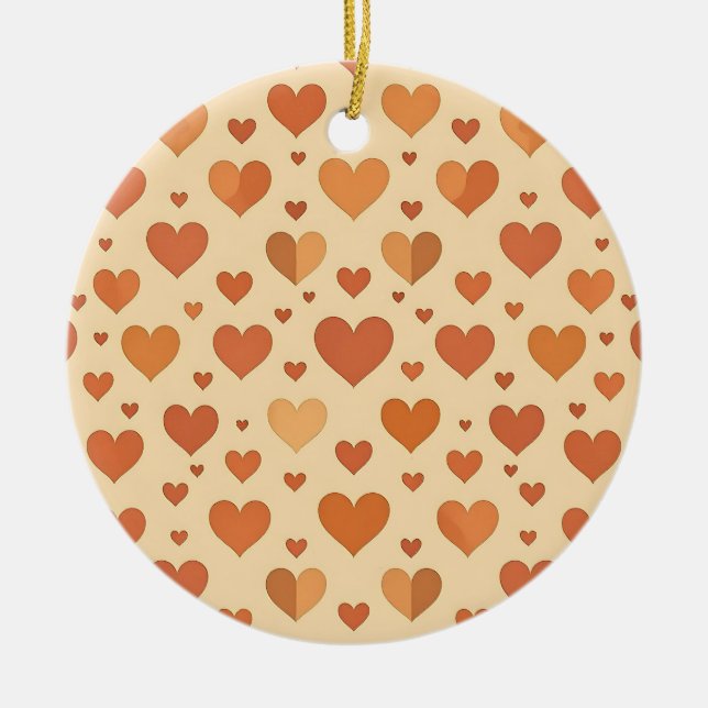 Terracotta Heart Scatter Pattern Ceramic Tree Decoration (Front)