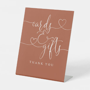 Terracotta Heart Script Cards And Gifts Pedestal Sign