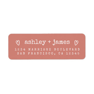 Terracotta Heart Script Couple Return Address