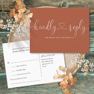 Terracotta Heart Script Song Request RSVP Invitation Postcard