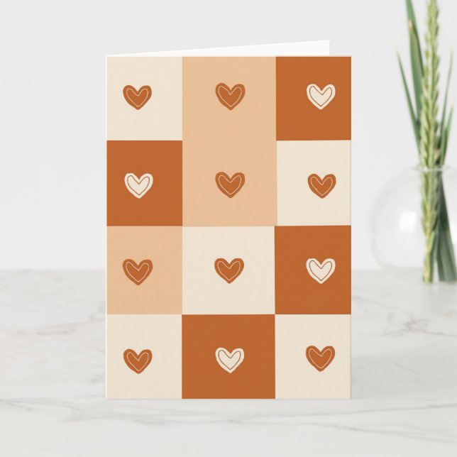Terracotta Hearts Pattern Card (Front)