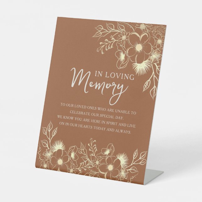 Terracotta In Loving Memory Wedding Memorial Pedestal Sign (Front)