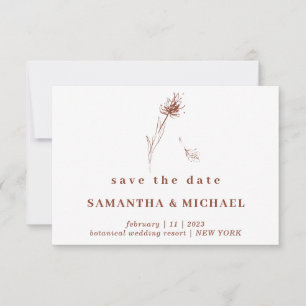 Terracotta Indie Dandelion Flower Save the date Invitation