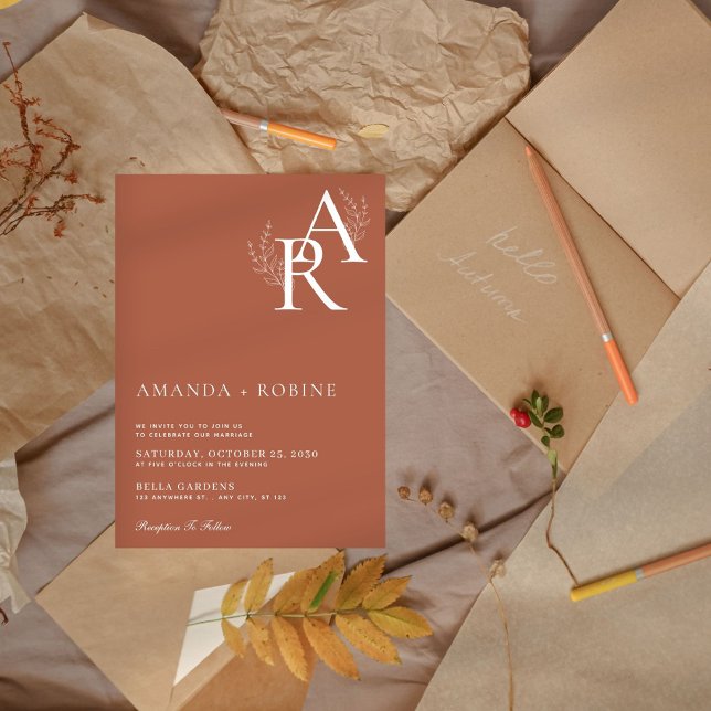 Terracotta Initials Wedding Invitation (Creator Uploaded)