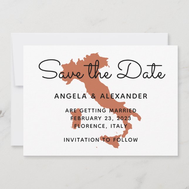 Terracotta Italy Destination Wedding Save The Date (Front)