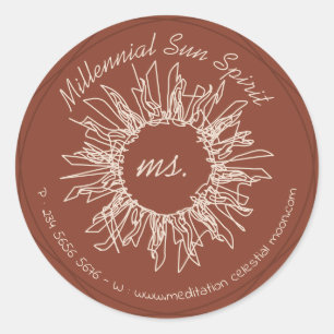 Terracotta Ivory Abstract Spiritual Celestial Sun Classic Round Sticker
