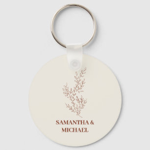 Terracotta Ivory Beige Ivy Flower Tiny Wedding Key Ring