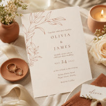 Terracotta Ivory Botanical Wedding Invitation