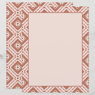 Terracotta & Ivory Geometric Diamond Pattern