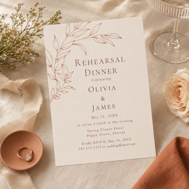 Terracotta Ivory Rehearsal Dinner Invitation (Terracotta Ivory Rehearsal Dinner Invitation)
