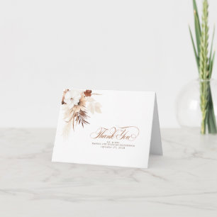 Terracotta Ivory White Flowers Boho Thank You Card