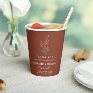 Terracotta Ivy Flower Minimal Drink Wedding Paper Cups