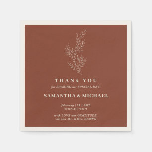 Terracotta Ivy Flower Modern Wedding Napkin