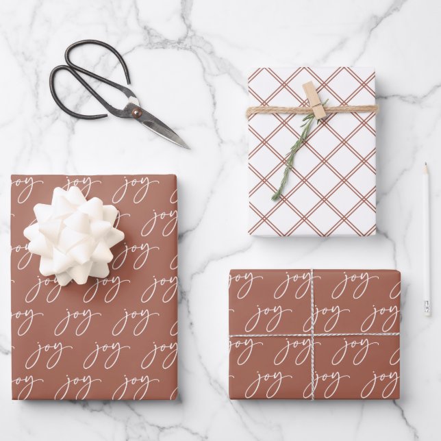 Terracotta Joy Holiday  Wrapping Paper Sheet (Front)