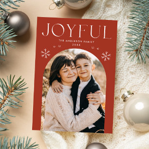 Terracotta Joyful Snowflake Arch Photo Holiday Card