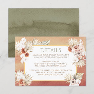 Terracotta & Khaki Palm Leaves Tropical Details RSVP Card