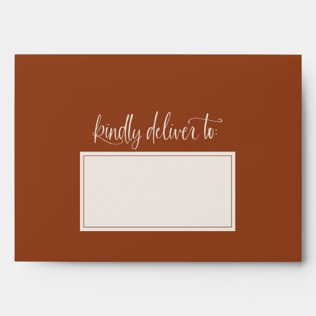 Terracotta Kindly Deliver To Wedding Envelope (Front)