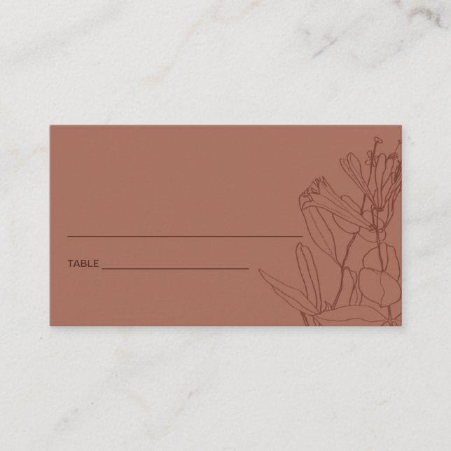 TERRACOTTA KRAFT LINE DRAWING FLORAL PLACE CARD (Front)