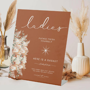 Terracotta Ladies Bathroom Basket Elegant Wedding  Pedestal Sign