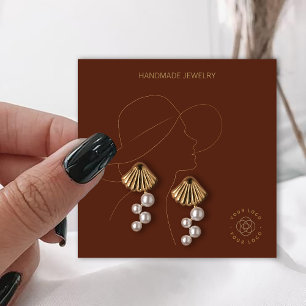Terracotta Lady Jewellery Earrings Display Square Business Card