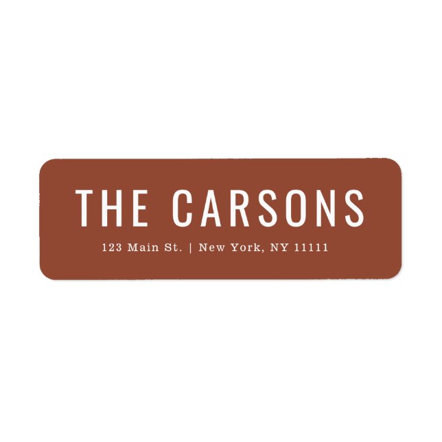 Terracotta Large Lettering Return Address Label (Front)