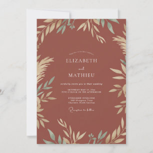 Terracotta Laurel Foliage Eucalyptus Wedding Invitation