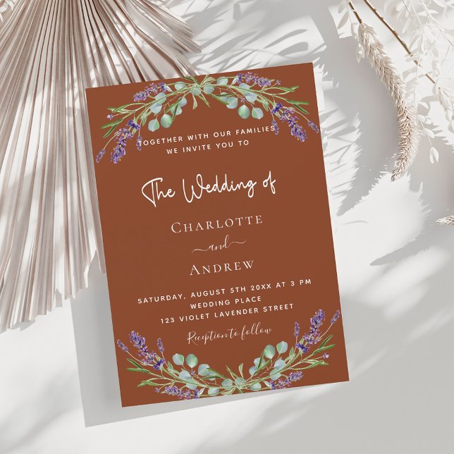 Terracotta lavender floral greenery luxury wedding invitation (Creator Uploaded)