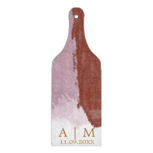 Terracotta Lavender Monogram Watercolor Cutting Board