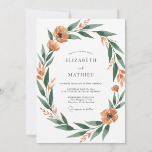 Terracotta Leafy Wedding Invitation