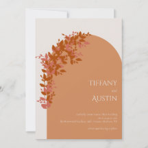 Terracotta Leaves Clean Modern Wedding Invitation