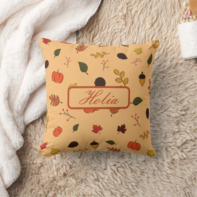 Terracotta Leaves Fall Cushion (Blanket)